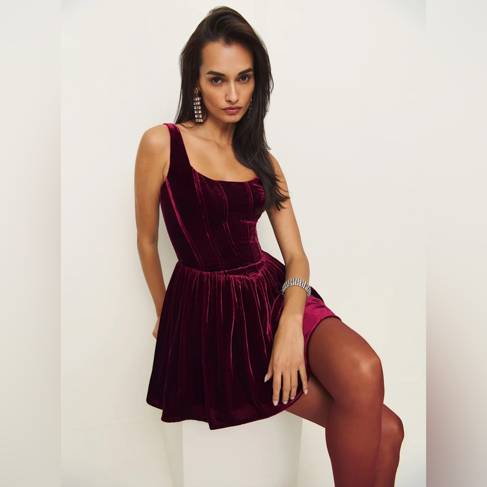 Reformation Contessa Velvet Dress Chianti - Size 0 NEW